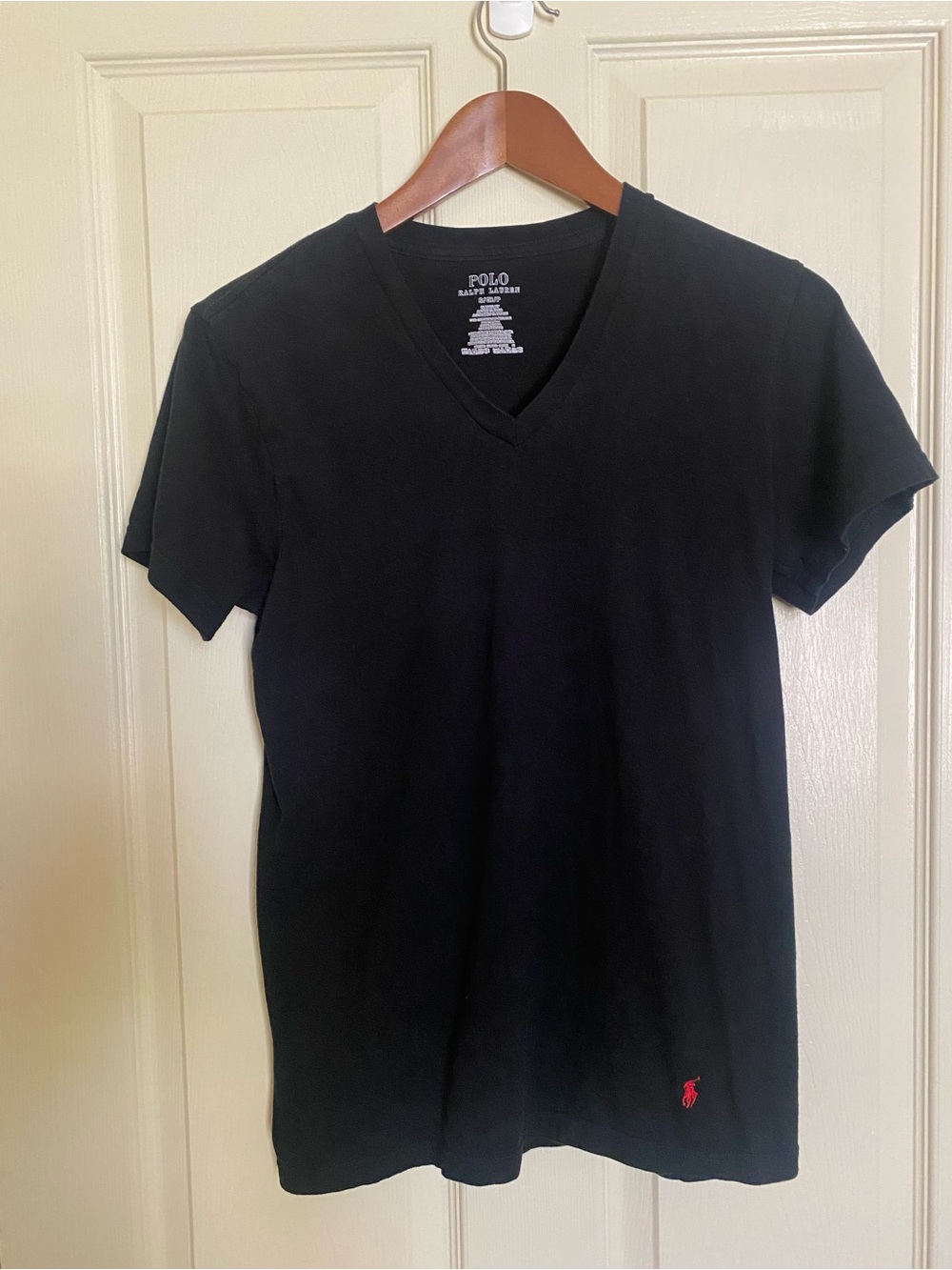 Polo by Ralph Lauren Black V-Neck Tee with Red Pony